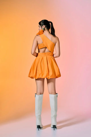 Orange Mango Voluminous Mini Dress