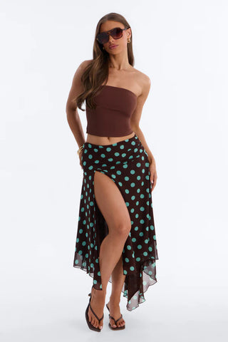 Cameron Polka Dot Chiffon Midi Skirt