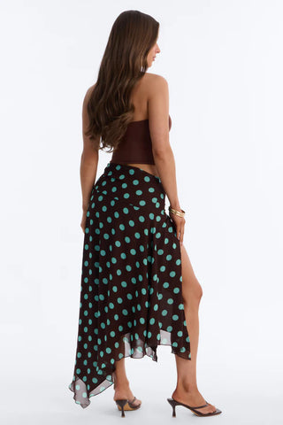 Cameron Polka Dot Chiffon Midi Skirt