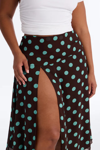 Cameron Polka Dot Chiffon Midi Skirt