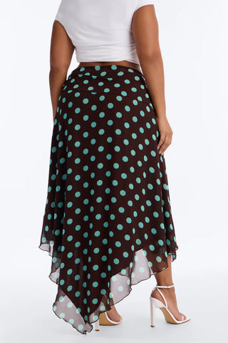 Cameron Polka Dot Chiffon Midi Skirt