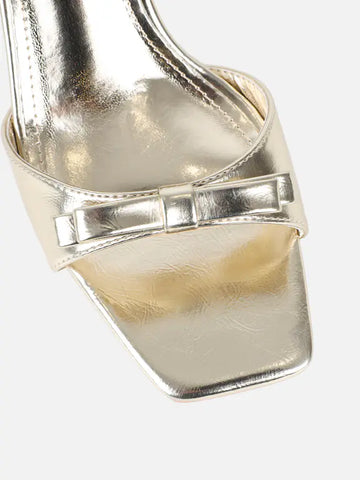 Metallic Bow Detail Mules