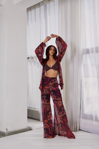 Printed Co-ord with Embroidered Bralette