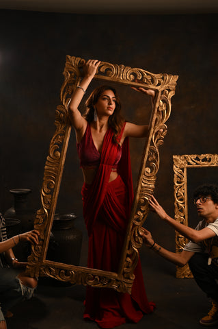 Red Dahlia saree