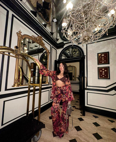 Printed Co-ord with Embroidered Bralette