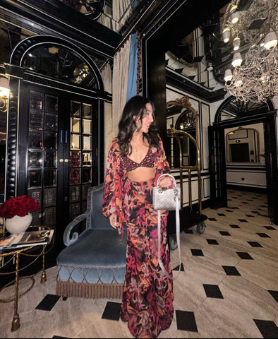 Printed Co-ord with Embroidered Bralette