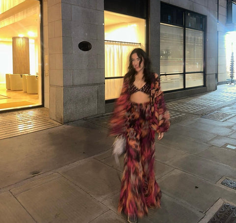 Printed Co-ord with Embroidered Bralette