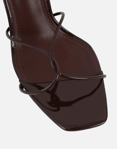 Mindy White Patent Heeled Mules