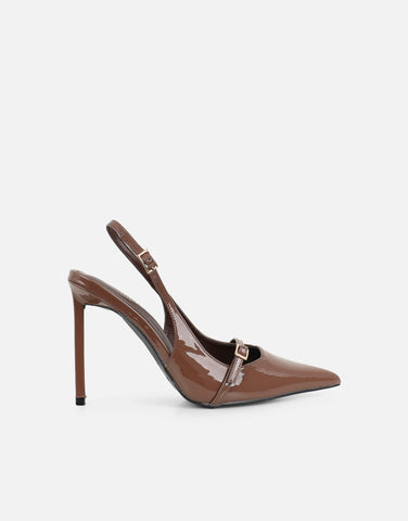 Sonya Stone Patent Sling Back Court Shoes