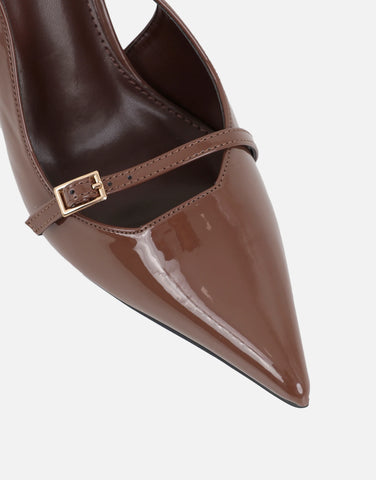 Sonya Stone Patent Sling Back Court Shoes