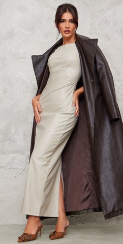 Vanguard Twist-Detail Faux Leather Maxi Dress