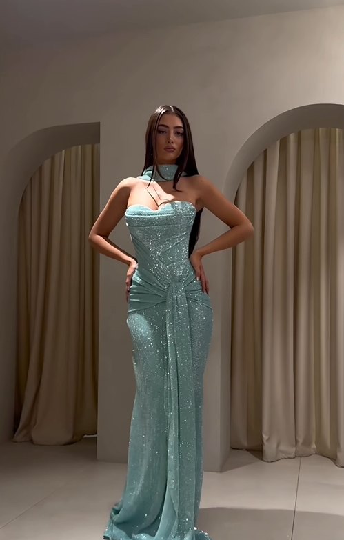 Celeste Aqua Shimmer Gown