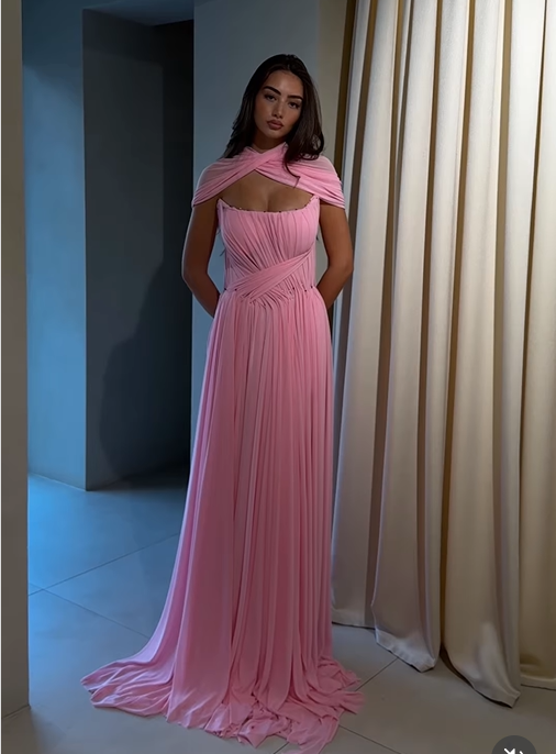 Rose Drape Chiffon Gown