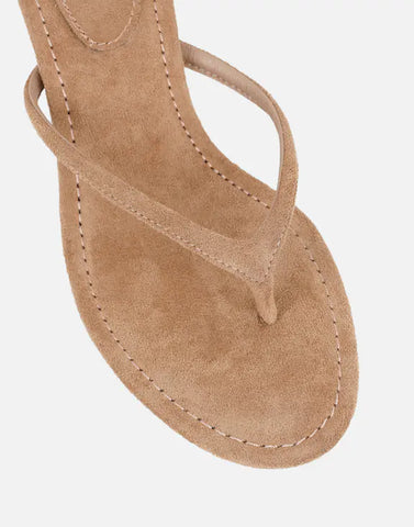 Suede Toe Post Heeled Mules