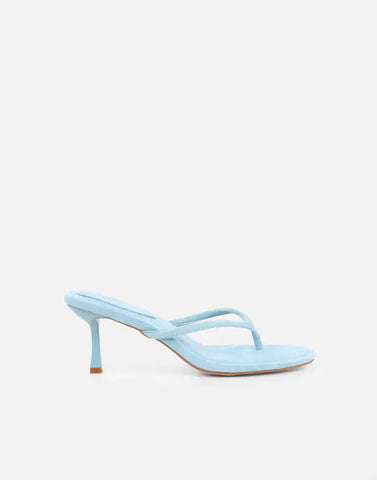 Suede Toe Post Heeled Mules