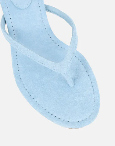Suede Toe Post Heeled Mules