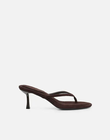 Suede Toe Post Heeled Mules