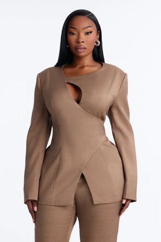 Ember Cutout Belted Wrap Front Blazer