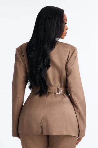 Ember Cutout Belted Wrap Front Blazer