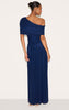 Double Layer Slinky Bardot One Shoulder Ruched Maxi Dress