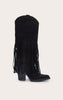 Faux Suede Fringed Knee High Boots