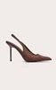 Black Faux Suede Point Toe Sling Back Heeled Courts