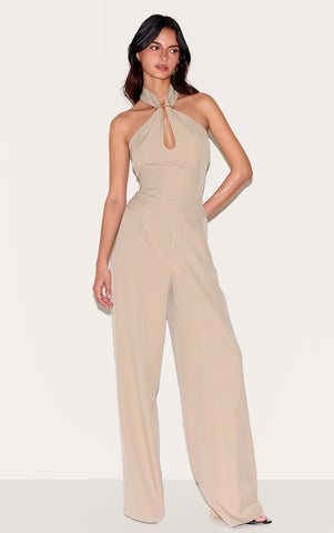 Sleek Trim Detail Halterneck Tailored Top