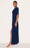 Double Layer Slinky Bardot One Shoulder Ruched Maxi Dress