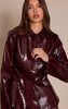 Dark Wine Croc Faux Leather Blazer
