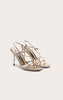 Gold Wide Fit Pu Strappy Asymmetric Buckle High Stiletto Heeled Sandals