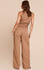Cream Woven One Shoulder Wide Leg Jumpsuit