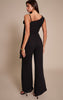 Deep Plum Chiffon Corsage Detail Wide Leg Jumpsuit