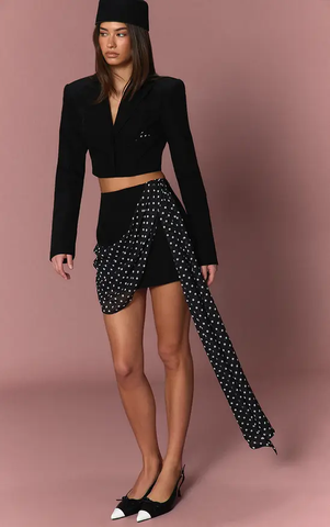 Polka Dot Drape Mini Skirt