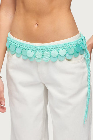 Iridescent Disk Crochet Tie Belt