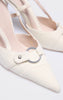 Cream Denim Buckle Heels