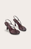 Black Crinkle PU Toe Thong Round Toe Heeled Sandals