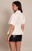 Pleated Cinched Waist Short Sleeve Shirt