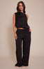 Petite Black Trim Detail Satin Sleeveless Top