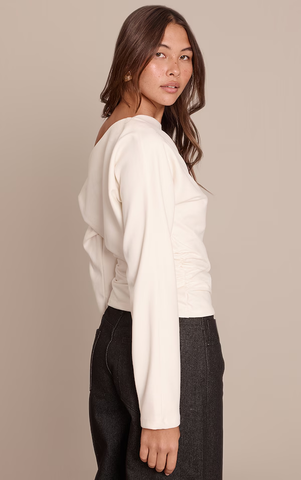 Brushed Woven Ruched Top