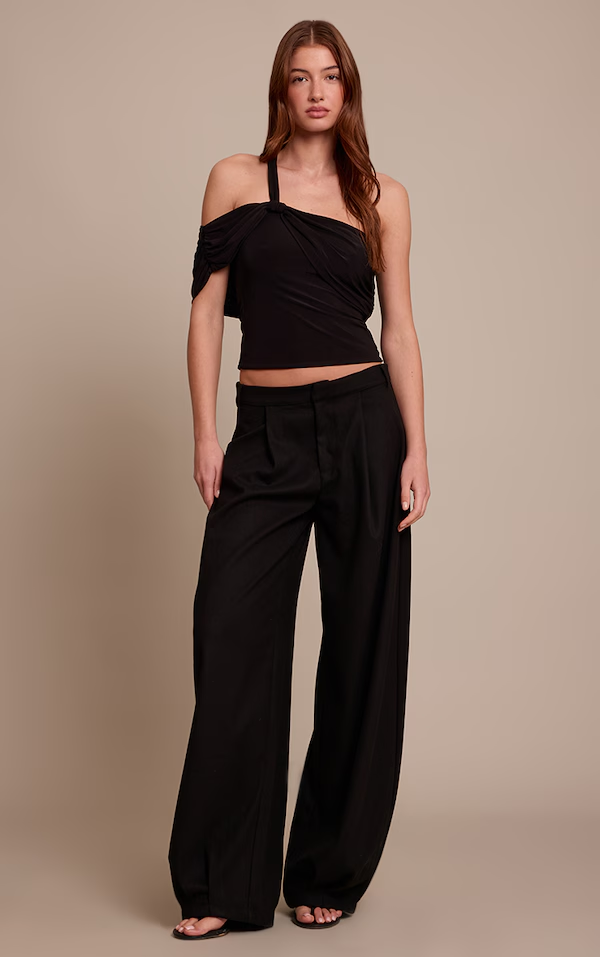 Double Layer Slinky Abstract Sleeve Detail Top