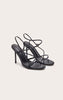 Gold Wide Fit Pu Strappy Asymmetric Buckle High Stiletto Heeled Sandals