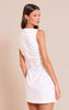 White Pinstripe Ruched Detail Bodycon Dress