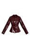 Dark Wine Croc Faux Leather Blazer