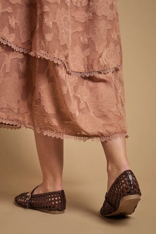 Faux Leather Woven Mary Jane Ballet Pumps