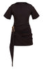 Black Woven Trim Wrap Mini Dress
