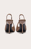 Black Faux Suede Point Toe Sling Back Heeled Courts