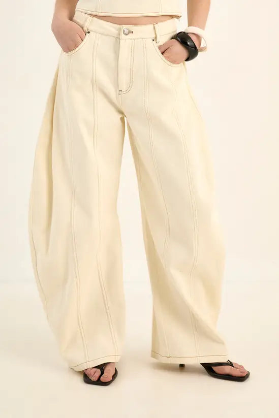 Seam Detail Balloon Leg Denim Jean