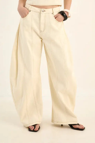 Seam Detail Balloon Leg Denim Jean