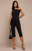 Black Denim Asymmetric Sleeveless Top
