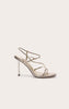Gold Wide Fit Pu Strappy Asymmetric Buckle High Stiletto Heeled Sandals